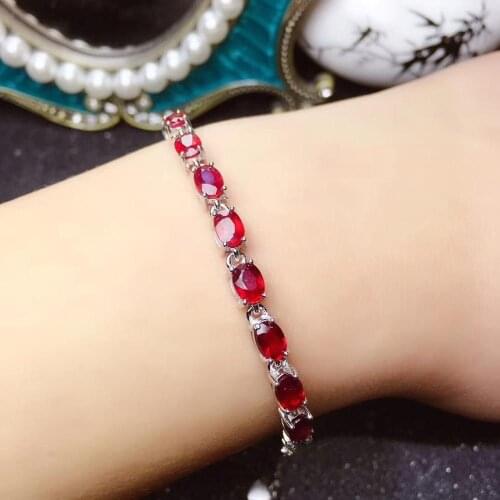 Charming red ruby gemstone bracelet for women silver jewelry natural gem 925 sterling silver red color girl birthday gift