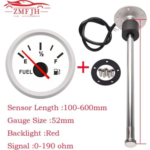 240-33ohm Fuel Level Guage Meter 125mm 150mm 200mm 250mm 600mm Fuel Level Sensor 52mm Fuel Level Gauge for Truck Marine Boat Car