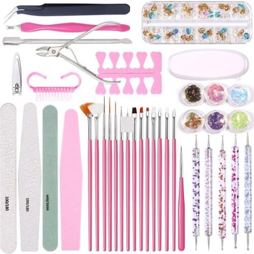 1 Set Nails Design Kit Nail Art Set With Nail Art Brushes Dotting Tools Nail Art Supplies Gift Set Acrylic Nail Art Kit
