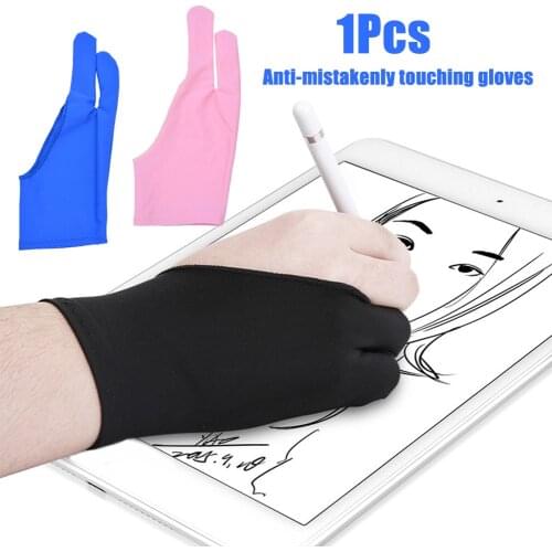 1Pcs Polyester Anti-Fouling Two Finger Glove for Artist Drawing Pen Graphic Tablet Pad