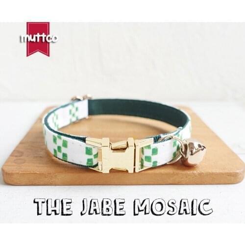 10pcs/lot MUTTCO retail with gold high quality metal buckle collar for cat THE JABE MOSAIC design cat collar 2 sizes UCC095J