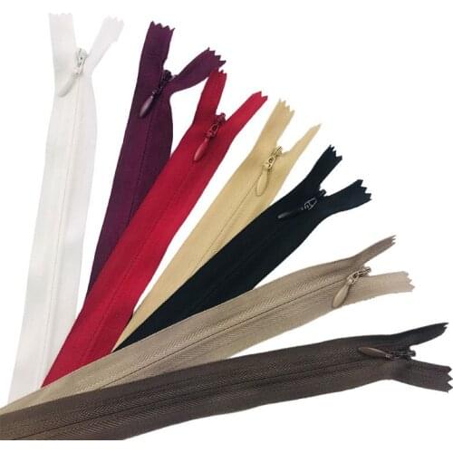 100pcs/lot 3# Invisible Zippers Cloth Nylon Coil 55cm Skirt Pants Cushion Pillow Tailor Sewing Accessories Wholesale