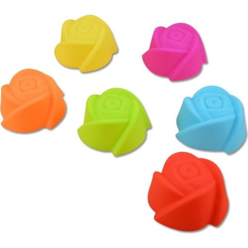 12pcs/lot Silicone Rose Shape Cake Cup Bakeware Muffin Mold Jelly Pullding Modelling Kitchen Cooking Tools Cake Decorating D711