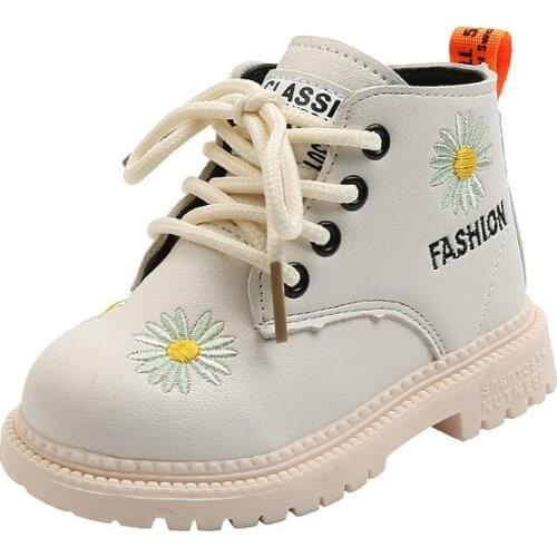 2020 Children Shoes Girls Martin Boots PU Leather Waterproof Spring Autumn Kids Shoes Girls Boots Flowers Fashion Girl Shoes