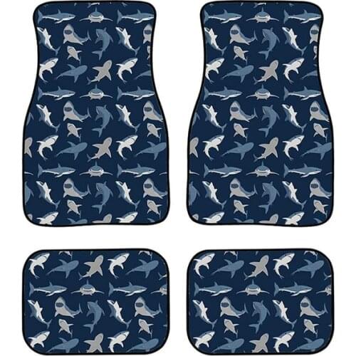 Shark Print 4pc Full Set Heavy Duty Carpet Floor Mats Universal Fit Mat Car SUV Van Trucks For Ford Focus 2 Mondeo Mk4 Mazda 3 6