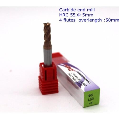 5*6*50 of 4 flutes flat carbide end mill HRC55 carbide end mills router bit CNC tool mills cutter