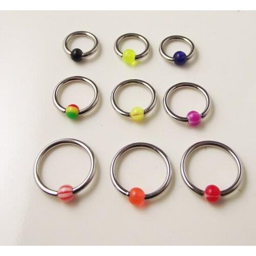 6pcs/lot Body Jewelry Nose Ring Circulars Horseshoes Captive Hoop Rings CBR Eyebrow Tragus Earrings Nose Closure Nipple Ring