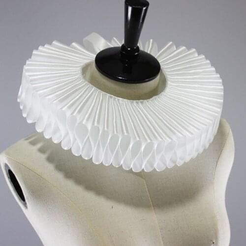 Satin Detachable Fake Collar Round Wrinkled Ruffles Necklace Choker Wedding Prop 649C