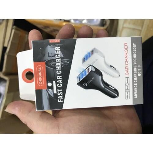 Quick Charger 3.0 Car Charger Adapter QC3.0 Turbo Fast Charging 4 USB Car Mobile Phone Charger for iPhone 12 with retail box