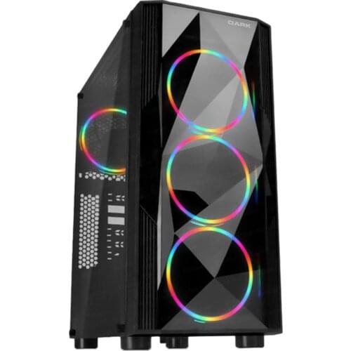 Computer Case Dark Diamond PRO 4x12cm FRGB USB 3.0 DKCH DIAMOND PRO glass side window, computer box with RGB DUAL RING