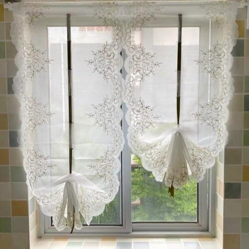 Punch-free Korean Style Gold Anti-bottom Embroidery Adjustable Height Sector Decorative Curtain The Finished Curtain