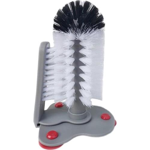 Double-Headed Glass Cleaner Sink Cup Brush Sucker Kitchen Cleaning Supplies Rotating Wine Bottle Cleaner Cup Scrubber