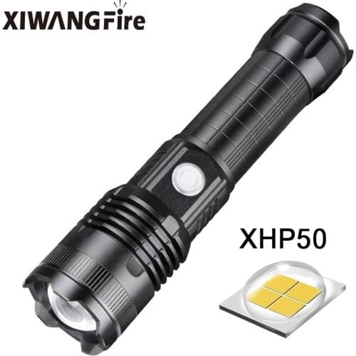 P50 glare flashlight outdoor aluminum alloy household portable USB rechargeable lighting zoom long-range LED flashlight