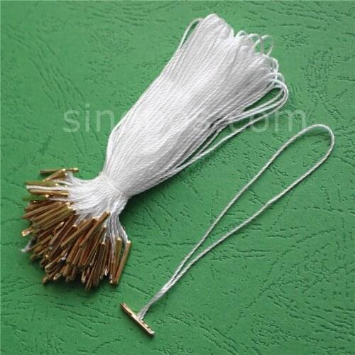 Hangtag String With Brass Barb, garment clothes price tags ticket barbed cord T-bar thread rope metal T-end barbs hang seal tag