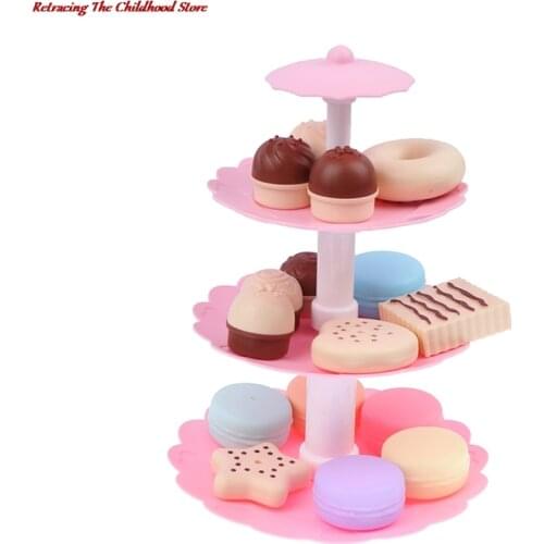 Pretend Play Cookies and Desserts Tower Toy Set - 6 Cupcakes, 4 Cookies, 6 Macarons, Play Food Toy Set for Kids Boys and Girls