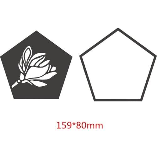 Lotus Water Lily Pentagon Frame Metal Cutting Dies Stencils for DIY Scrapbooking Embossing Decoration Card Crafts Die Cut 2019