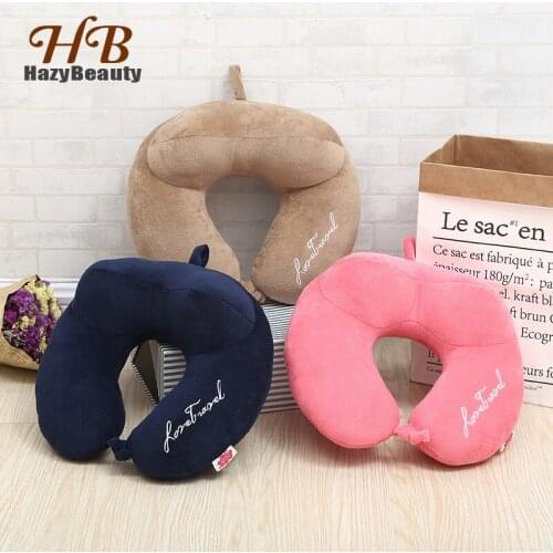 Best U Shaped Travelling Pillow De Slow Rebound Neck Support Cervical Health Care Solid Travel Pillows for Airplane Office Sleep