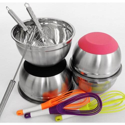 MagiDeal Stainless Steel Mixing Bowl Silicone Bottom for Healthy Meal Mixing and Prepping Camping Hiking Home Picnic BBQ