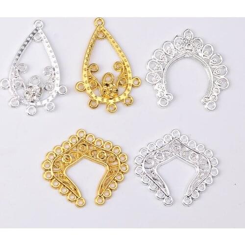 10PCS Fashion Metal Alloy 18K Gold Silver Color Color Connectors Charm DIY Jewelry Findings