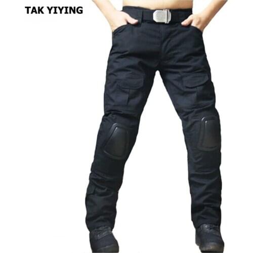 TAK YIYING mountaineering trousers men zipper camping hiking pants Outdoor Hunting Pants With Knee Pads Black