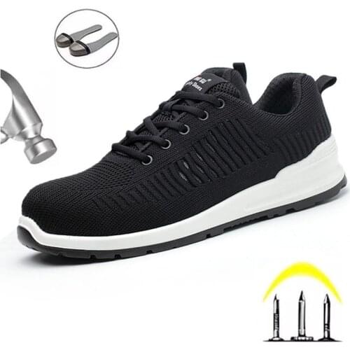 2021New Men Steel Toe Work Safety Shoes Lightweight Breathable Reflective Casual Sneaker Prevent Piercing Women Protective Boots