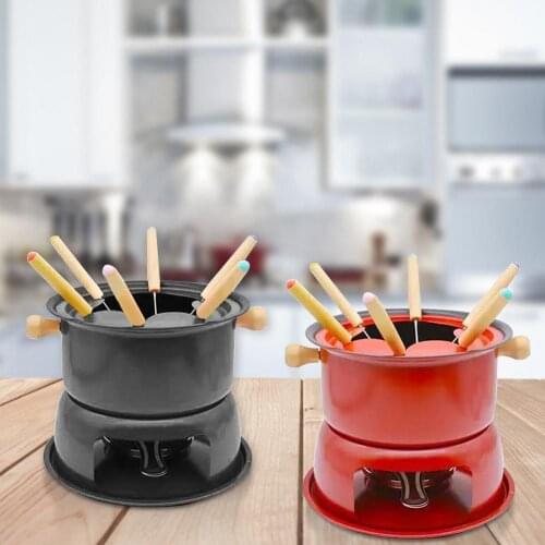 Chocolate Fondue Maker Set Multifunctional Carbon Steel Ice Cream Chocolate Cheese Hot Pot Melting Pot Fondue Set Kitchen Tools