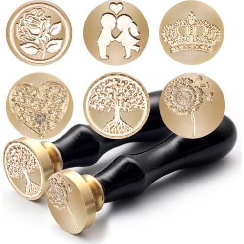 2 seal heads + 2 handles plant seal set decoration scrapbook stamp head wedding birthday line up invitation envelope seal