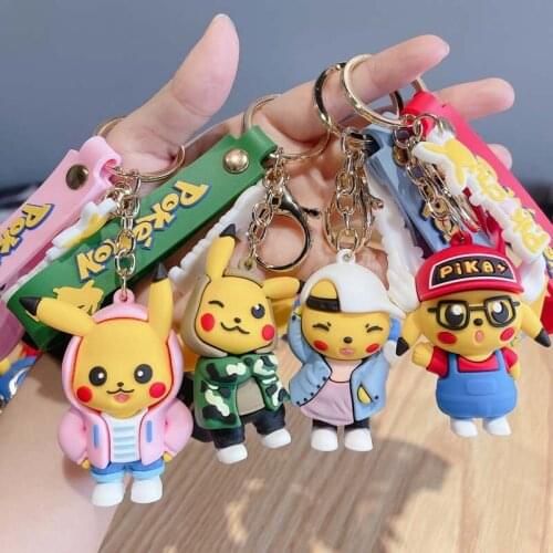 NEW Pokémon keychain Anime Toys Figure Pikachu Keychains Keyring Cartoon kawaii Kids Toys Gifts