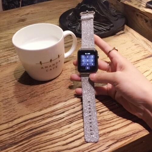 New Fashion Bling Rainbow Apple Strap for Apple iWatch Fashion Pink Leopard Watch Band for Women Apple Replacement Offical