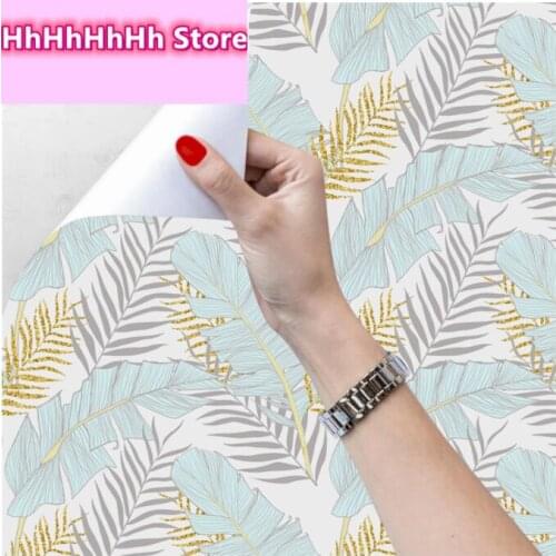 Peel And Stick Wallpaper Self-Adhesive Removable Wall Decor Vinyl Modern Floral Leaves for Bedroom Walls Doors Stairs Cabinets