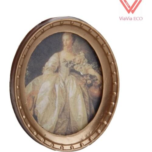 OMoToys Dollhouse Miniature 1:12 Artist Easel With 2 Paintings Pictures