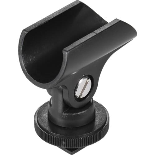 Andoer 19mm Plastic Mic Microphone Holder Clip with Hot Shoe & 1/4" Screw Hole for DSLR Camera