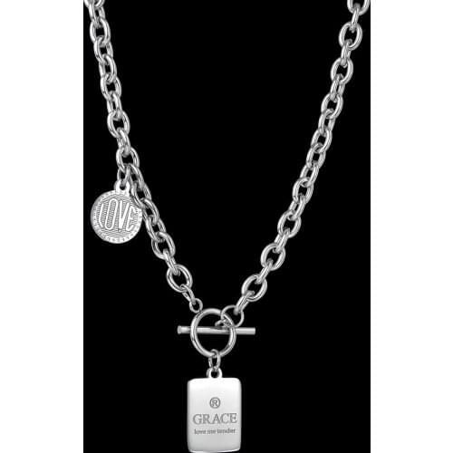 Lucky Charm Custom Necklace Pendants Stainless Steel Personalized Name Letter Date Zodiac Lots Of Font Customied Pendants