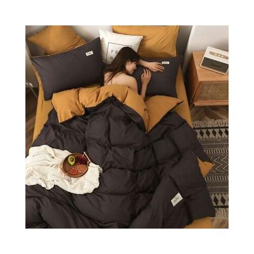 Simple Solid color bed linens fashion Bedding Sets Nordic style family Duvet Cover set Quilt cover Double sided Queen King size