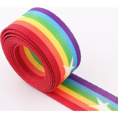 Rainbow Webbing Ribbon 5cm Stripe Webbing Fabric Bag Strap Backpack Strap Ribbon Knapsack Luggage Belt Strap