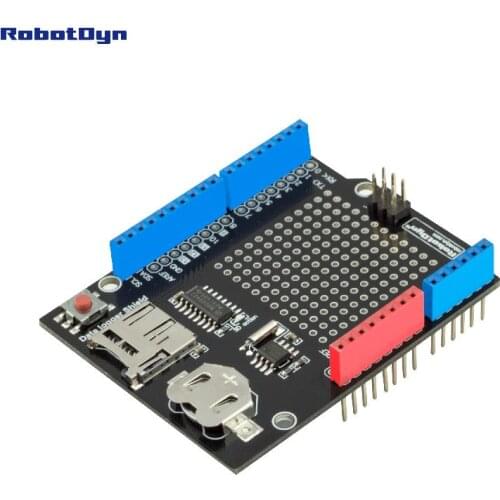 Data logger shield compatible for Arduino, MicroSD-card + RTC (Assembled) with battery