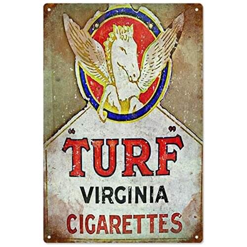 Turf Virginia Cigarettes Metal Tin Sign 8x12 Inch Decor Travel Tin Sign