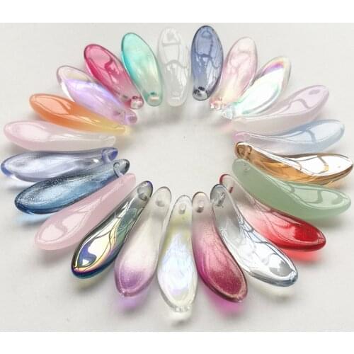 SIXTY TOWFISH 12 Pieces 9*26mm Mix Multi Gradient Color Czech Glass Beads With Hole Glass Pendant Beads DIY Jewelry Acessories