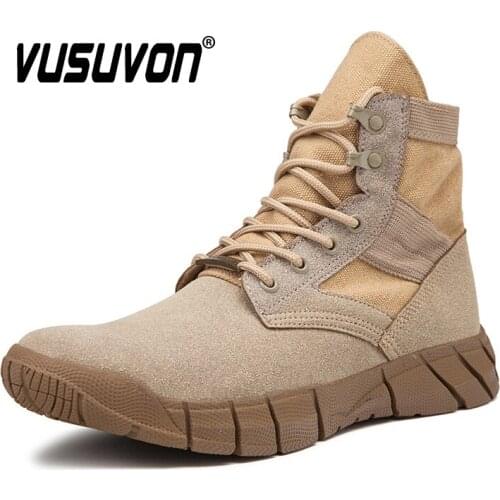 Suede Leather Combat Desert Boots Men Professional Army Military Boots for Man Outdoor Non-slip Black Safety Shoes Size 39-47