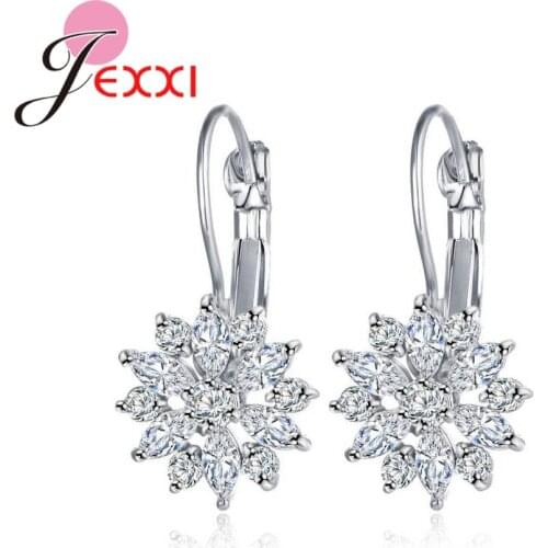 Hot Sale Top Grade AAA Cubic Zircon Drop Earrings for Women Gift 925 Sterling Silver Summer Flower Design Ladies Fashion Jewelry