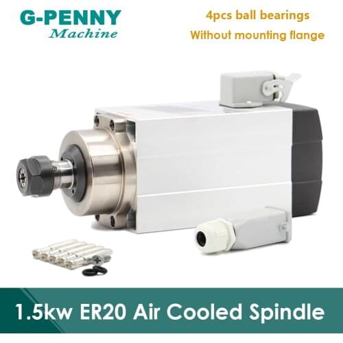 New Arrival! 1.5kw ER20 Air Cooled Spindle motor square spindle air cooling 4pcs bearings 0.01mm accuracy for CNC engraving wood