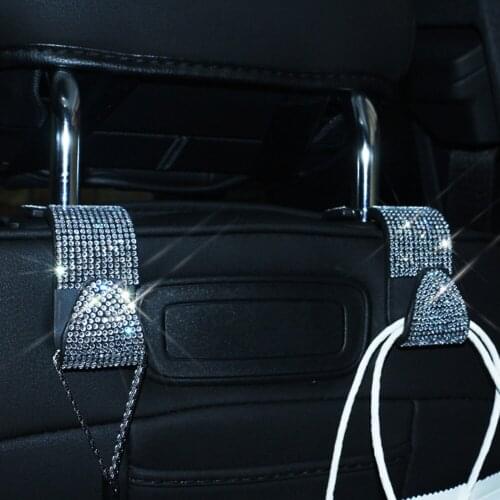 1Pc Universal Car Rear Back Seat Hooks For Hanging Auto Products Universal Car Hanger Bag Organizer Holder Colorful Rhinestones