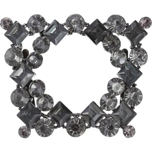 2PCS Black Square Rhinestone Shoe Clip buckle Decoration Charms for Boots high Flat heel shoe