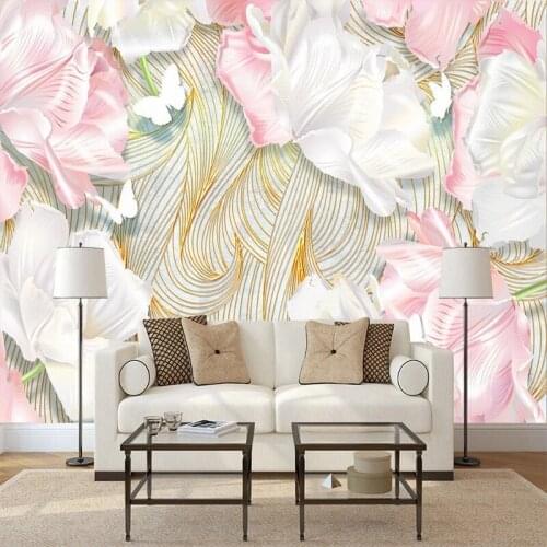 3D Stereo Elegant Custom Wallpapers Flower Butterfly Bedroom Large Murals Art Designs Wall Papers Home Decor Papel De Pared Sala