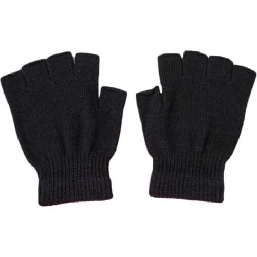 40GC 6 Pairs Men Women Unisex Winter Knitted Half Finger Gloves Simple Solid Color Warm Fingerless Stretchy Wrist Length Typing