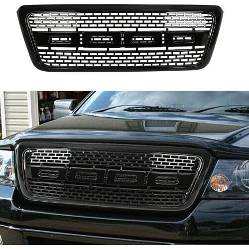 ABS Bright Black Front Racing Grills Bumper Mask For Ford F150 2004 2005 2006 2007 2008 Raptor Style Grille Modified Parts