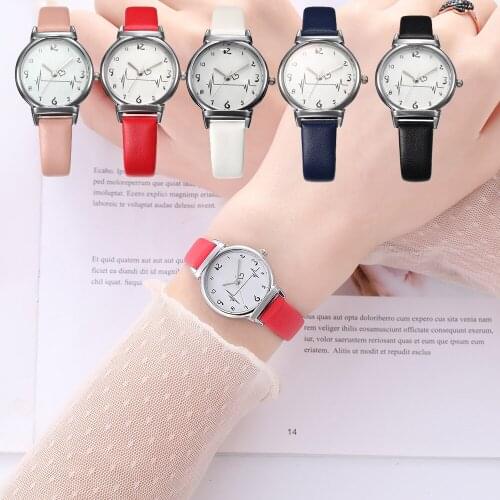 Womens Watches Creativity Branded Quartz Watch Alloy Dial Luxury Leather Strap Casual Clocks Gift Heartbeat Female Wrist Clock
