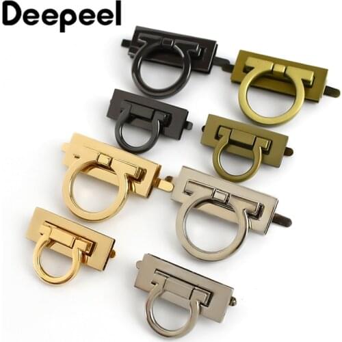 Deepeel 2pcs Metal Clasp Turn Twist Lock Closure for Handbag Buckles DIY Leather Craft Bag Hardware Replacement Accessories E6-8