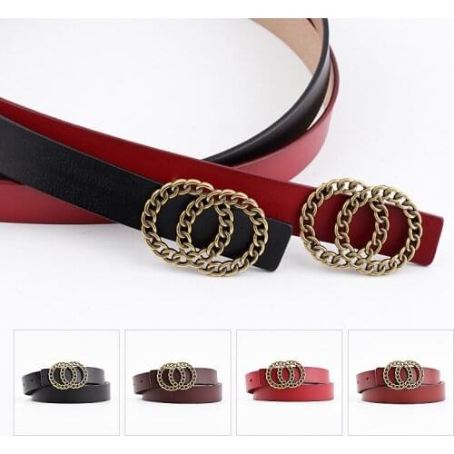 2021 New designer female genuine leather belt double buckle belt cow two-layer leather decorative jeans belts for women QZ0078
