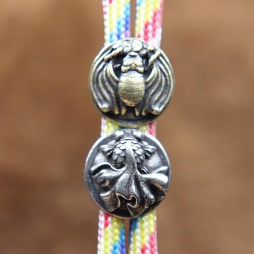 Double Sided Design Goldfish Bat Round Lanyard Bead Brass Knife Paracord Bead Lucky DIY Umbrella Rope Bracelet Accessories Charm